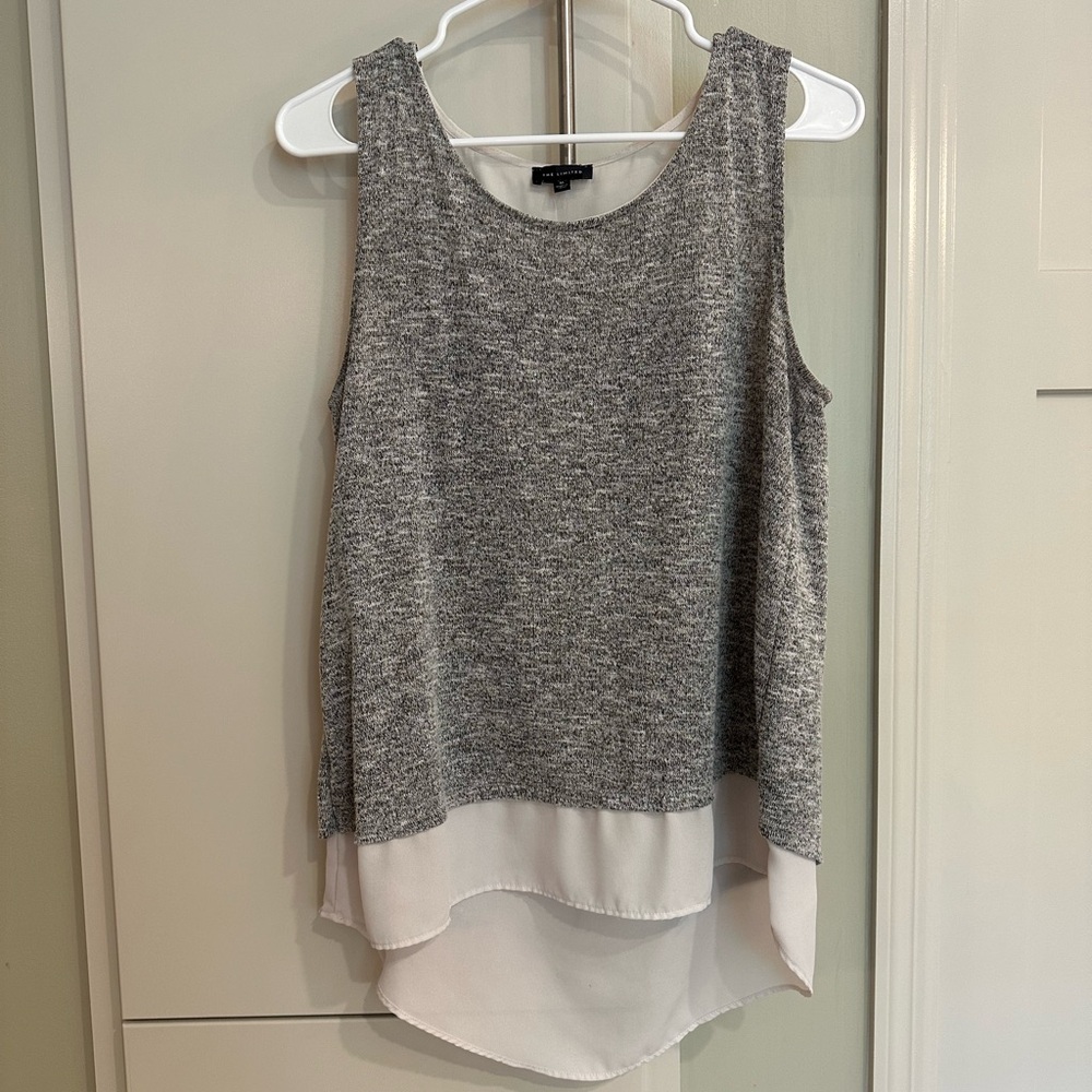 The Limited Gray and White Tiered Tank Top